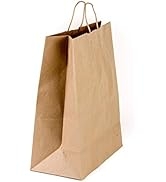 EcoQuality - 13x7x17 inches - 25pcs - Large Brown Kraft Paper Bags with Handles, Shopping, Gift Bags