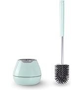 BOOMJOY Toilet Brush with Holder, Silicone Toilet Bowl Brush with Tweezers for Bathroom, RV- Gree...