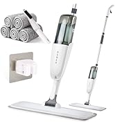 Mops for Floor Cleaning Wet Spray Mop with 6 Washable Microfiber Pads 1 Scraper 1 Mop Holder,Wood...