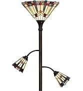 Bieye L10812 Mission Tiffany Style Stained Glass Floor Lamp for Reading Working Decorating, 3-Lig...