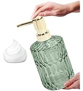 Glass Soap Dispenser, 13.5 Oz Countertop Lotion Hand Soap Dispenser, Reusable Bathroom Lotion Bot...