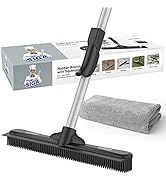 MR.SIGA Pet Hair Removal Rubber Broom with Built in Squeegee, 2 in 1 Floor Brush for Carpet, 62 i...