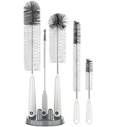 MR.SIGA 5 Pack Bottle Brush Cleaning Set with Storage Holder, Cleaning Brushes for Long Narrow Ne...