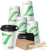 12 oz Paper Cups with Black Dome Lids, Sleeves and Wooden Stirrers - Supplies Hot Cider Apple Juice