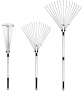 Buyplus Adjustable Garden Leaf Rake - 24 to 63 Inch Telescopic Metal Rake, Expandable Folding Lea...