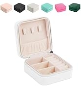 Ponpon 6Pcs Portable Jewelry Travel Organizer, Small Travel Jewelry Case For Women, Pu Leather Tr...