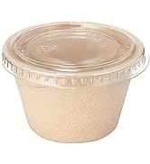 4 Oz Condiment Souffle Bagasse Cups with Lids - Portion Cup with Lid Sugarcane Bamboo jello shot cup