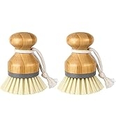 MR.SIGA Bamboo Palm Brush, Scrub Brush for Dishes Pots Pans Kitchen Sink Cleaning, Pack of 2