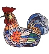 Bieye L10834 Colorful Rooster Tiffany Style Stained Glass Accent Table Lamp Night Light for ...