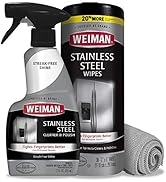 Weiman Stainless Steel Cleaner Kit - Fingerprint Resistant, Removes Residue, Water Marks and Grea...