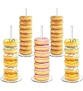 Ponpon Acrylic Donut Stand for Dessert Table, 5 Packs Clear Donuts Holder Stand Party, Donut Bage...