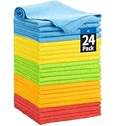 HOMERHYME Microfiber Cleaning Cloths, 24 Pack Cleaning Rags Towels Bulk Absorbent Lint-Free Washc...