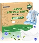 HOMERHYME Laundry Detergent Sheets - Fresh Linen Scent 200 Loads (100 Sheets),Plastic Free,Laundr...