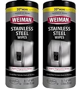 Weiman Stainless Steel Cleaner Wipes | 2 Pack | Fingerprint Resistant, Removes Residue, Water Mar...