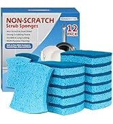 HOMERHYME Non-Scratch Cellulose Scrub Sponges 12 Pack, Kitchen Sponge with Double-Side & Ergonomi...