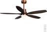 52 inch black walnut ceiling fan with red brass downrod