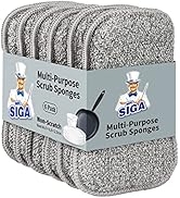 MR.SIGA Dual-Sided Scrub Sponges, Dishwashing Sponges for Kitchen, 6 Pack