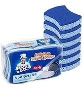 MR.SIGA Non-Scratch Cellulose Scrub Sponge, Dual-Sided Dishwashing Sponge for Kitchen, 12 Pack