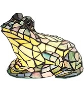 Bieye L10829 Frog Table Lamp LED Bulb Included Tiffany Style Stained Glass Accent Night Light for...