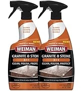 Weiman Granite Cleaner Polish and Protect 3 in 1 - 2 Pack - Streak-Free, pH Neutral Formula for D...