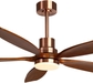 60 inch walnut ceiling fan with red brass downrod