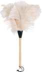 Varnished Wooden Handle, White Feathers, Set of 2