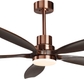 60 inch black walnut ceiling fan with red brass downrod