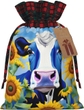 Cow With Sunflowers In Blue