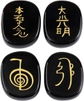 Black Agate/Chakra Symbol(set of 4)